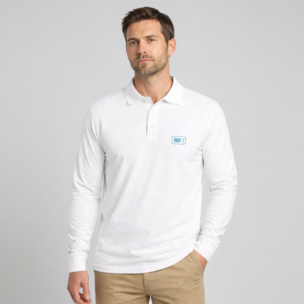 Longsleeve Poloshirt Macro Site White / Outline